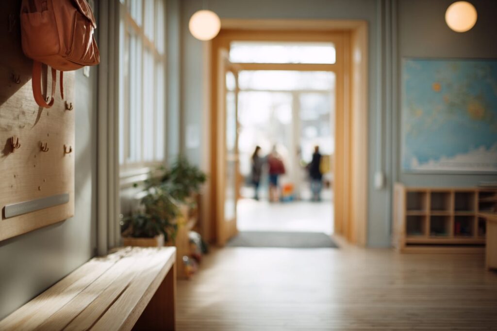 A welcoming classroom entrance, showing the calm welcome a child may experience during the visit