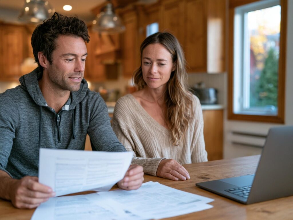 Parents comparing Ontario inspected private school information for York Region at their kitchen table